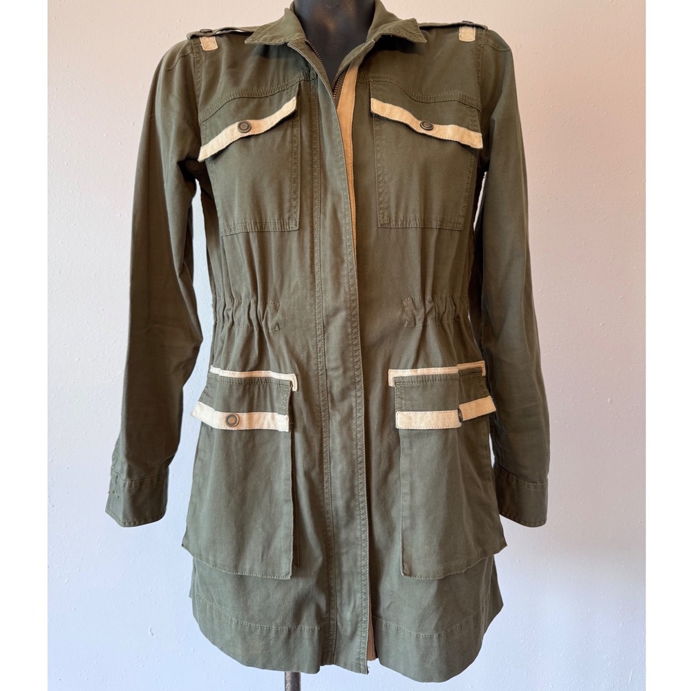 Cabi Olive Green Utility Jacket Womens XS Military Field Coat Cotton Utility